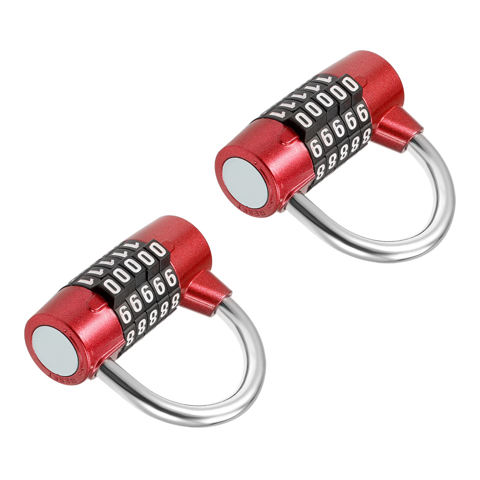 M METERXITY 2 Pack Combination Password Padlock - Outdoor Resettable Secret Code Lock, Apply to Gate/Gym/Toolbag Use (5 Digit, Red)