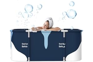 55" Extra Large Portable Foldable Bathtub Freestanding Soaking Bathing Tub with Metal Frame for Adult Bathroom Folding SPA Tu
