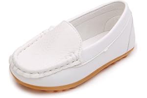 LONSOEN Toddler Little Kid Boys Girls Soft Slip On Loafers Dress Flat Shoes
