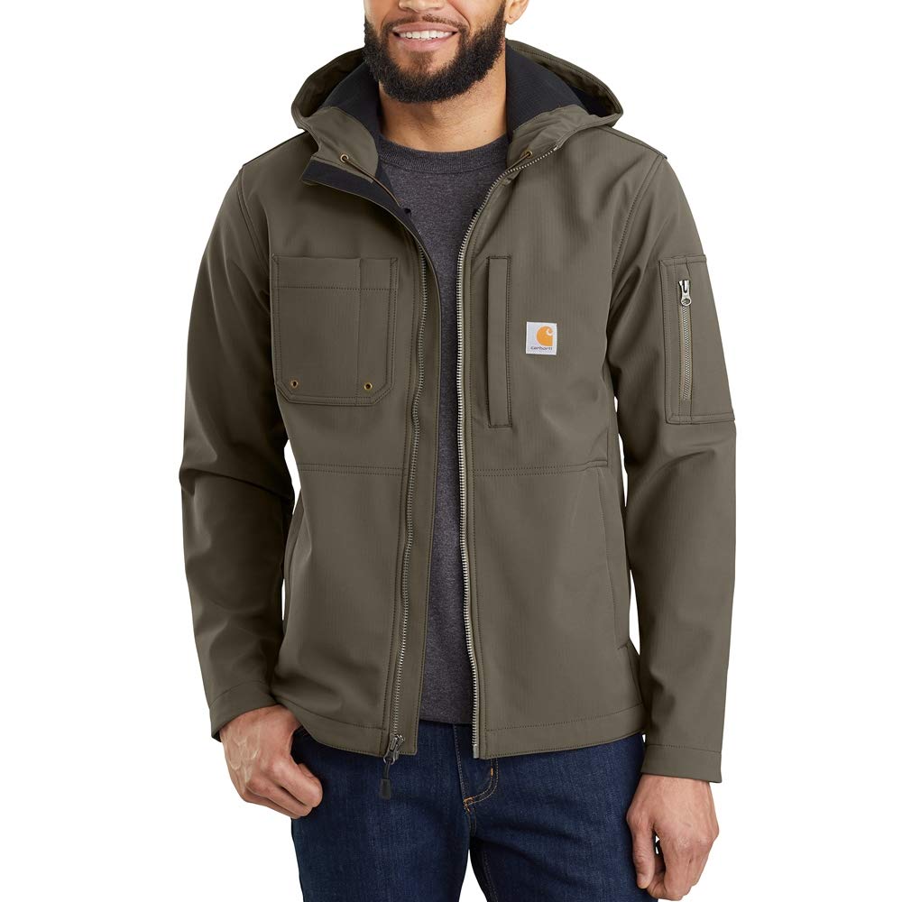 Carhartt mens Hooded Rough Cut Jacket (Big & Tall) Work Utility Outerwear, Tarmac, 3X-Large Big Tall US