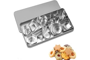 30Pcs Mini Cookie Cutters Set Heart Star Flower Round Square Hexagon Oval Triangle Raindrop Diamond Shapes Cookie Cutters,Pol