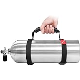 Pecihiko Diving Tank Carrier, Scuba Tank Holder with Heavy-Duty Webbing | 316 Stainless Steel Adjustable Air Cylinder Carrier Strap with Ergonomic Handle, Non-Slip Pad, and Dive Flag Design Black