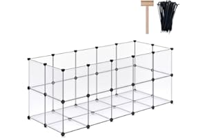 DINMO Guinea Pig Cages with Floor, Puppy Playpen, Small Animal Playpen for Rabbit, Bunny, Ferret, Hedgehog, DIY, Expanded, Portable, Exercise Fence, 61.2 x 24.8 x 24.8inch