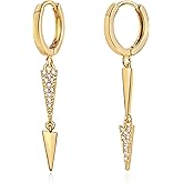 LADYGD Gold Huggie Hoop Earrings for Women 14K Gold Plated Cubic Zirconia Drop Dangle Earring Hypoallergenic Gold Jewelry Gifts