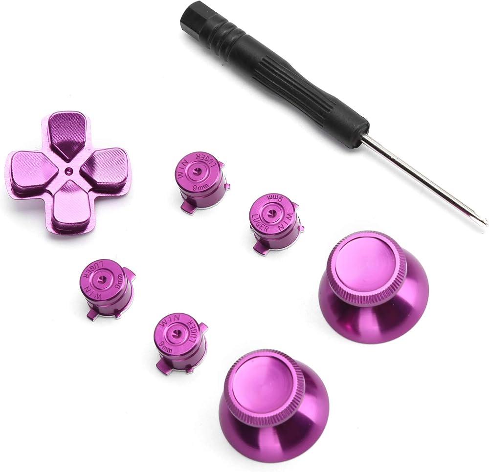 Zunate 7PCS Aluminum Alloy Button Set for PS4 Controller Thumbstick Analog Grip