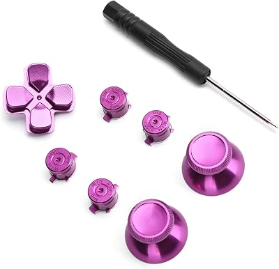 Zunate 7PCS Aluminum Alloy Button Set for PS4 Controller Thumbstick Analog Grip