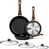 Frying Pan Set - 3 Pcs Nonstick Skillets With Lids, PFOA Free, Induction Compatible, Black