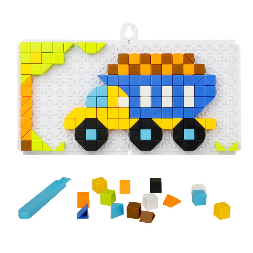 Mosaic Puzzle Funny Bricks Jigsaw Puzzles Building Blocks Set Preschool Creative Educational Toys Game for Kids Toddlers-198 Pieces