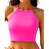 Women Swim Top - High Neck Bikini Top Only Halter Swimsuit Bathing Suit 2026