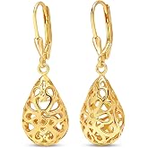 LeCalla Women's Drop &amp; Dangle Earrings | 925 Sterling Silver Leverback Earrings | Lightweight Teardrop Lever Back Drop Dangle Earring for Women