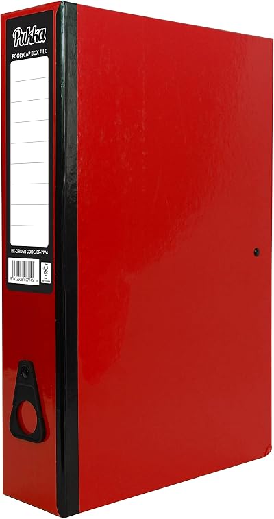 ED Pukka Foolscap A4 Glossy Box Files 70mm Spine Red with Clip & Lock