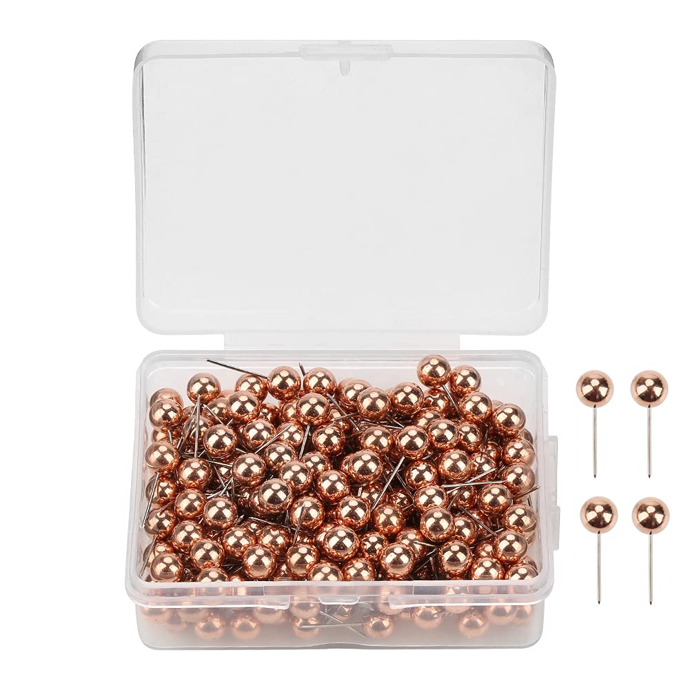 Map Tacks Push Pins Round Plastic Head Tacks Pushpin Marking Thumbtacks Pins for Cork Board Notice Board Bulletin Board Fabric Marking(Rose Gold)