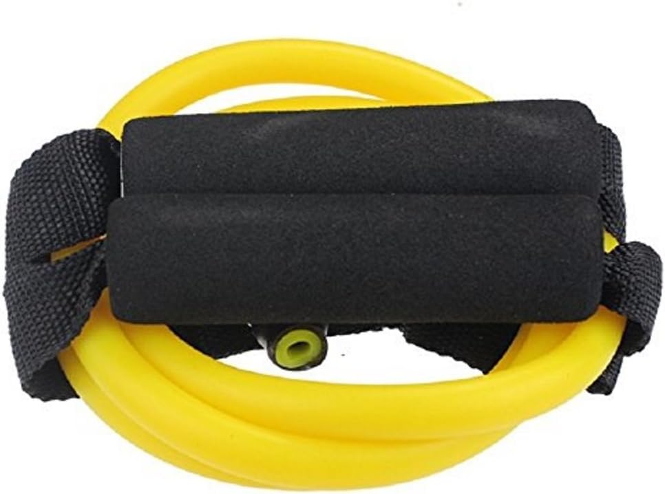 Rubber Resistance Band Tube Cord Fitness Home Gym Exercise Training with Handles (YELLOW)