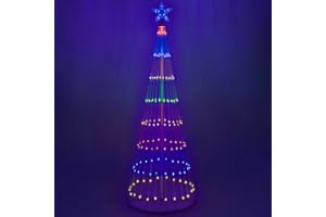 6' Multi Color Wintergreen Lighting 14-Function LED Light Show Cone Christmas Tree, Outdoor Christmas Decorations