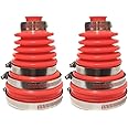 AotoKoop 5" (125 mm) Height Flexible Constant Velocity Joint Silicone Rubber CV Boot Replacement Cover, Red-2 Set with 8 Pcs Clamps