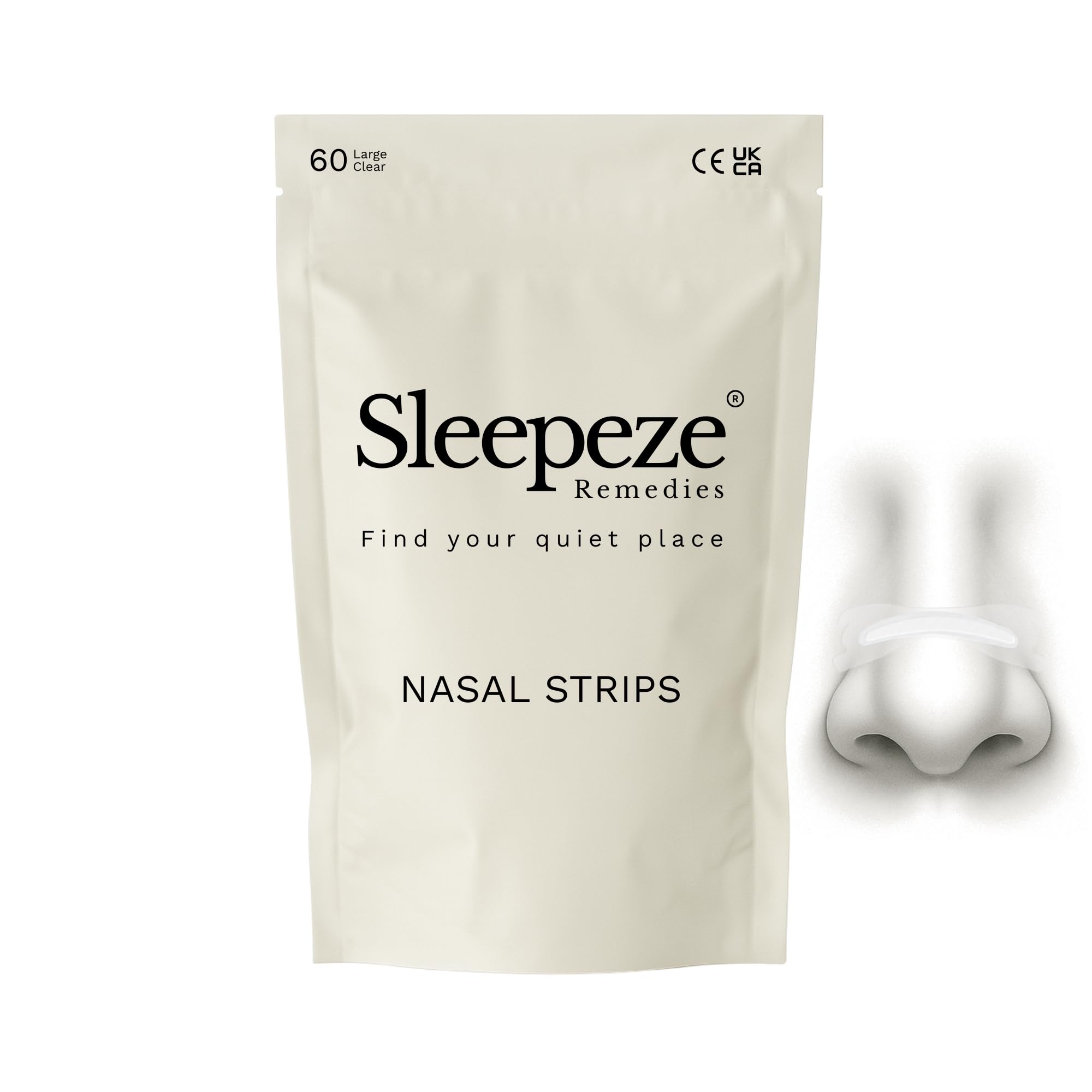 Nasal Strips Large, Clear (x 60 Pack) Nose Strips to Stop Snoring, Snore Strip to Help You Breathe Through Your Nose, Snore Stopper, Anti Snoring Breathing aids for Sleep by Sleepeze Remedies