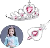 Vicloon Elsa Princess Tiara and Magic Wand Set for Kids Pink Crown Wand view 7