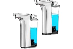 FUNFOLLOW Automatic Soap Dispenser Touchless 17.6oz/500ml, Set of 2 Pack Kitchen Sink Soap Dispensers, 5 Adjustable Levels, Liquid Hand Free Dish Soap Dispenser for Bathroom & Sink