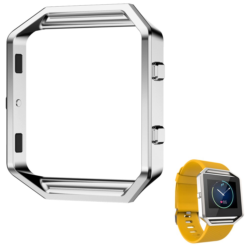 AISPORTS Fitbit Blaze Frame Stainless Steel Metal Watch Frame Holder Shell Replacement Housing Protective Case Cover for Fitbit Blaze Smart Watch, Silver