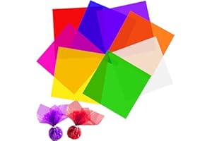 Ahardaim 120Pcs Colored Cellophane Sheets, Cellophane Paper, Colored Cellophane Wrap for DIY Arts Crafts, Packaging Small Gifts, Candy Wrapping, Holidays and Parties Decoration (7.5 x 7.5 Inch)