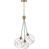 Hinkley Skye Three Light Pendant, Heritage Brass w/Clear Glass