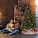 MACTING Countryside Burlap Tree Skirt Christmas White Snowflake Printed Xmas New Year Holiday Decorations Indoor Outdoor (Khaki, 48