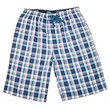 Hanes Men's Cotton Madras Drawstring Sleep Pajama Shorts, Xlarge, Blue Art