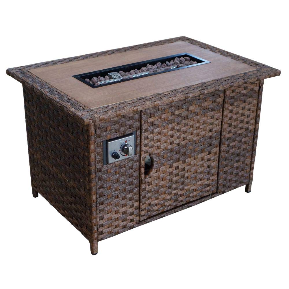 Courtyard Casual Costa Mesa Collection 1 Fire Pit Rectangular Shape, Brown