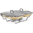 Galashield Chafing Dish Buffet Set Warming Tray with Lids Stainless Steel with 2 Oven Safe Glass Dishes Buffet Servers (1.5-Quart Each Tray)