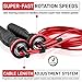 Ballistyx Jump Rope With Adjustable Speed Cable & Contoured Ball Bearing Handles - Best For Exercising, Boxing & MMA, Home Fitness & Sports Training (RED)