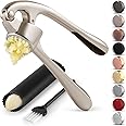 Zulay Kitchen Premium Garlic Press Set - Rust Proof Professional Garlic Mincer Tool - Easy-Squeeze, Easy-Clean with Soft, Erg