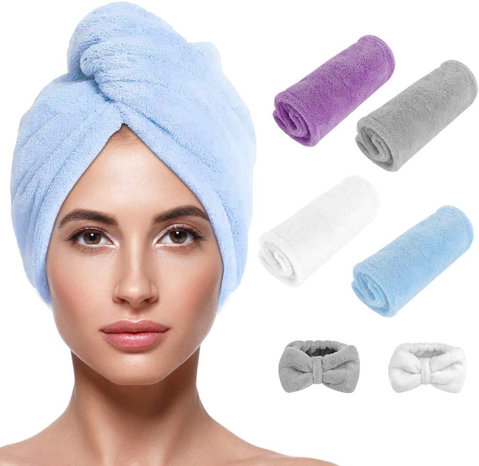 TuXHui Microfiber Hair Towels Wrap Super Absorbent Hair Drying Towels for Women Girls Curly, Long and Thick Hairs: Home & Kitchen
