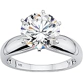 Palm Beach Jewelry PalmBeach Platinum-plated Sterling Silver Round Cubic Zirconia Solitaire Engagement Ring Sizes 5-10