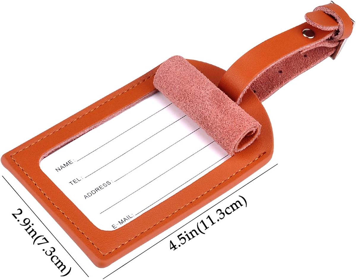  | Leather Luggage Tag by AVIMA | Bag Tags Suitcase Tags Identifiers Travel Tags 2pc - Brown | Luggage Tags