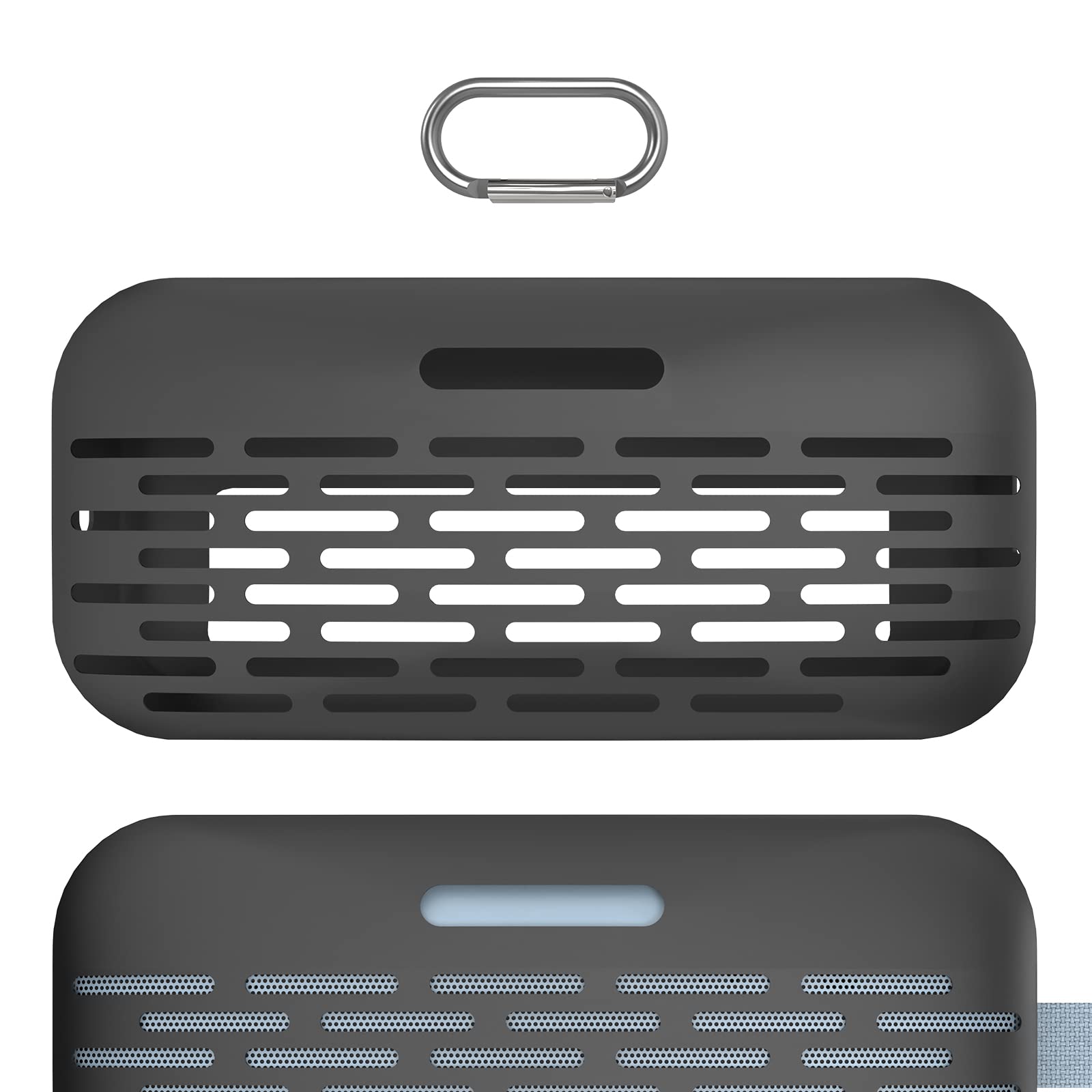 Geekria Silicone Speaker Case Cover Compatible with Bose SoundLink Flex Gen 1, Protective Soft Skin, Portable Speakers Travel Carrying Sleeve with Keychain Hook (Black)