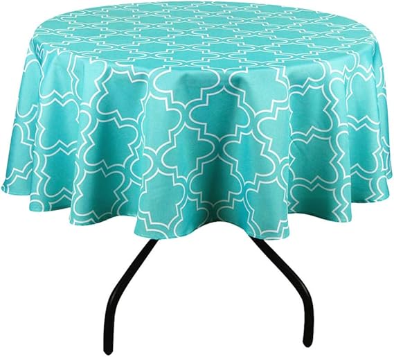 Qucover Round Tablecloth Wipe Clean Waterproof Polyester Wrinkle Free