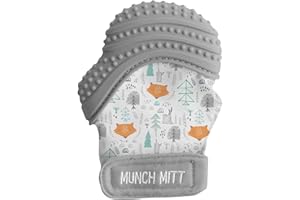 Malarkey Kids Patented Munch Mitt Baby Teething Mitten – Protects Hands from Chewing & Drool, Soothes Sore Gums, Sensory Toy,