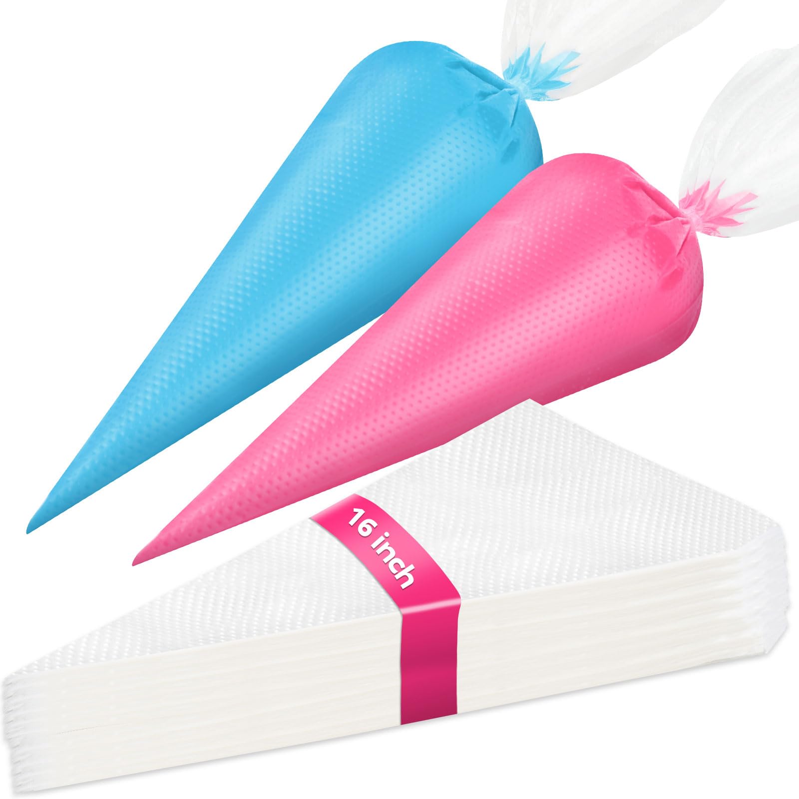 Photo 1 of Azzuro Piping Bags Disposable 16 Inch, 100PCS Extra Thick Pastry Icing Piping Bags for Cake & Cookie, Non-Slip Anti-Burst Cake Frosting Decorating Bags Easy to Squeeze