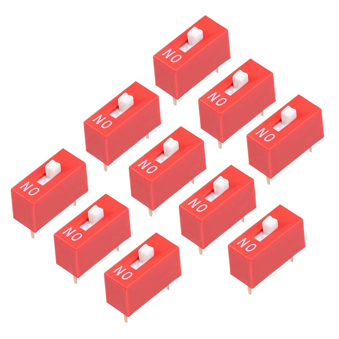 sourcing map 10 Pcs Red DIP Switch 1Positions for Circuit Breadboards PCB