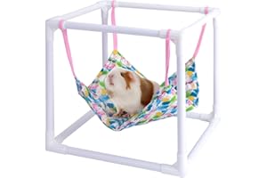 BESNEW Waterproof Guinea Pig Hammock with Stand,Cute Guinea Pig Printed Hammock for Guinea Pigs Bunny Ferret Hamster Hiding Sleeping Activities Bite-Proof Soft and Easy to Clean