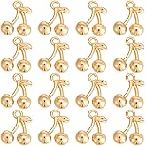 UNICRAFTALE 16Pcs Real 18K Gold Plated Cherry Charms Fruit Dangle Charms Metal Food Pendants Necklace Making DIY Charm for Bracelet Earring Jewelry Making Accessories