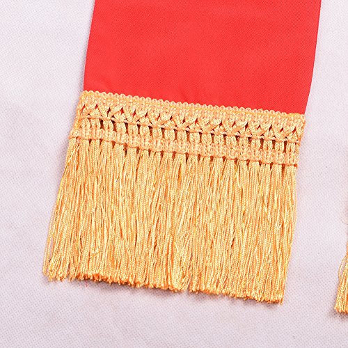 BLESSUME Red IHS Stole with Tassels