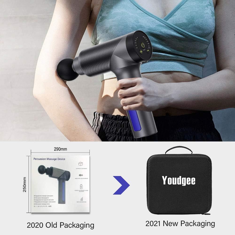 Youdgee Muscle Massage Gun Deep Tissue for Athletes Deep Tissue Massage Gun Percussion Muscle Massager for Muscles Handheld Deep Tissue Massager Gun 6 Speeds Vibration-2500mAh-Include 6 Heads: Health & Personal Care