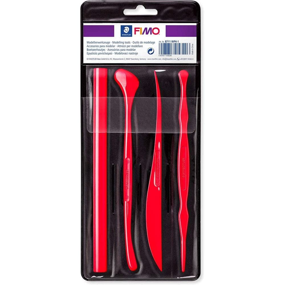 Staedtler WP4-1ST 8711 WP4-1 Optimal Workmanship and Effective Finishing by FIMO, Case with 4 Different Modelling Tools, Multi-Coloured