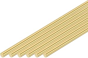 uxcell 6 Pcs 3/32"(2.5mm) Dia Brass Solid Round Rod, 8"(203mm) Length H62 Brass Lathe Bar Stock Round Brass Rod for DIY Craft