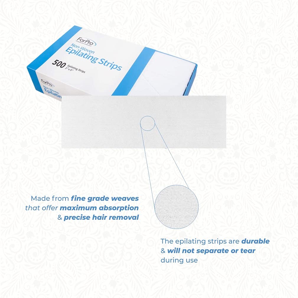ForPro Professional Collection Non-Woven Epilating Strips, White, Tear-Resistant, Pre-Cut Strips For Hair Removal, 3