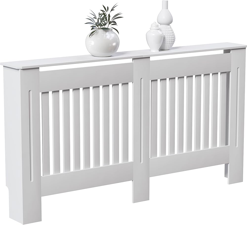 Vida Designs Chelsea Radiator Cover White Large Vertical Slat H82 W152 D19cm
