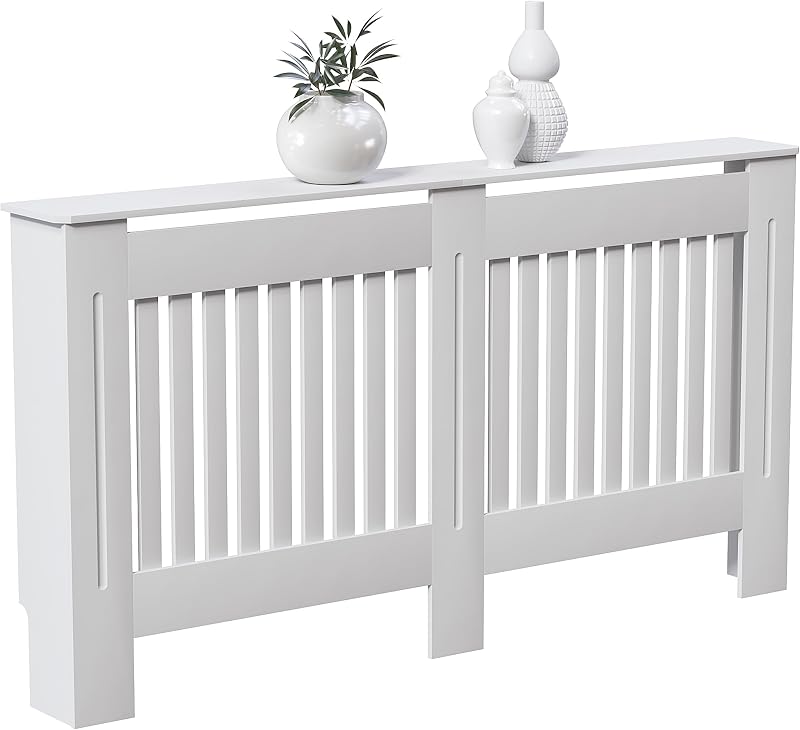 Vida Designs Chelsea Radiator Cover White Large Vertical Slat H82 W152 D19cm