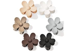 MAJOMI Flower Hair Clips 6PCS Flower Claw Clips Cute Hair Claw Clip Daisy Clips Matte Large Claw Clips Strong Hold Jaw Clamps Thick Hair Accessories Thin Hair Claw 6 Color for Women Girl Gift