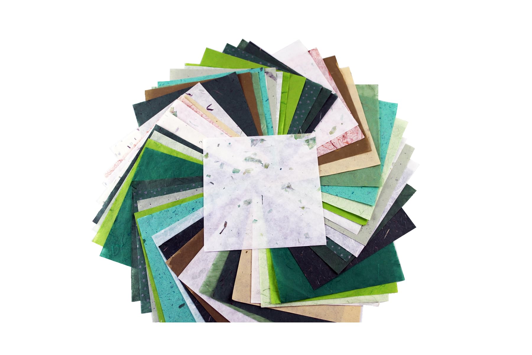50 Sheets 6 x 6 Inches Natural Fiber Mullberry Tree Square Origami Paper Arts Folding Craft, Decoration Paper, Square Folding Paper DIY Crafts. (Mixed Green)